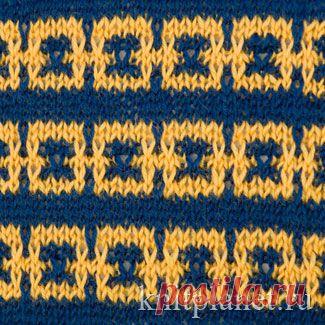 Планета Вязания | Двухцветный узор № 5. Схема вязания узора спицами.