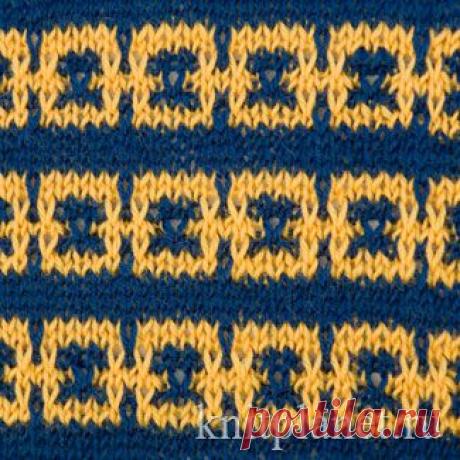 Планета Вязания | Двухцветный узор № 5. Схема вязания узора спицами.