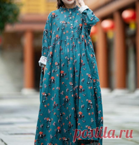 Women Cotton long dresses plus size boho maxi dress skater | Etsy