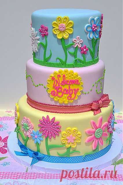 Quilted Flower Baby Shower Cake | cake inspiration