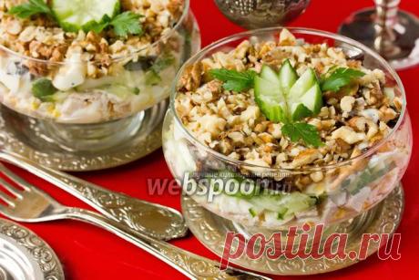 Салат-коктейль &quot;Цыплёнок под ореховой шубкой&quot; с фото | Рецепт салата-коктейля с курицей на Webspoon.ru