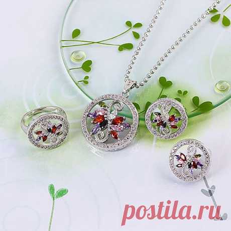 покрытие родием, вставки - синтетические цирконы