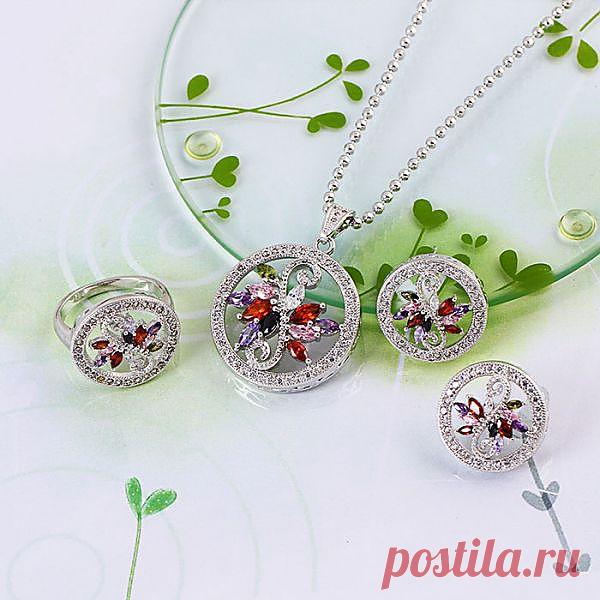 покрытие родием, вставки - синтетические цирконы