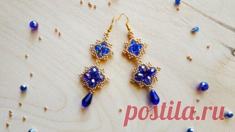 Серьги из бисера и бусин "Грация". Часть 1: Крупный элемент с каплей. | Милые handmade подарки | Дзен