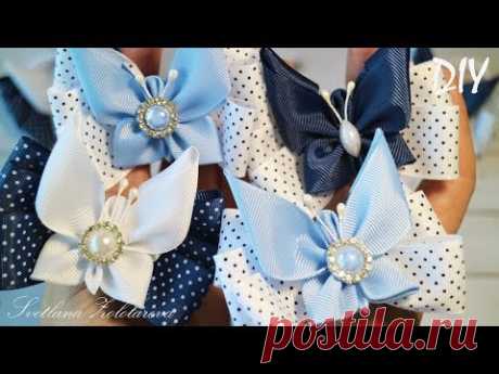 Бабочки из репсовых лент 🦋  Резиночки для волос 🦋