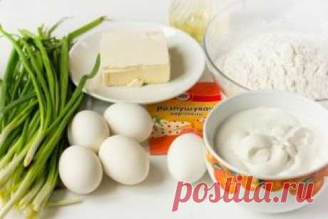 Ленивый заливной пирог с зелёным луком и яйцом, вкуснотище!!!