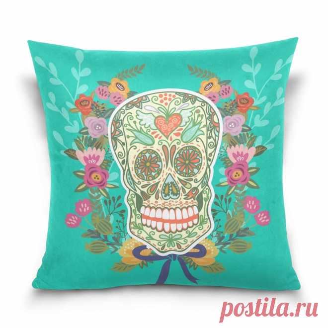 Amazon.com: Blue Viper Colorful Sugar Skull With Flowers Decorative Square Throw Pillow Case Cushion Cover for Sofa Bedroom Car Double-Sided Design 18 x 18 inch: Home & Kitchen