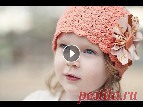 Шапочка детская крючком "Ракушки" Размер 1 на новорожденного Шапочка детская крючком "Ракушки" Размер 1 на новорожденного...