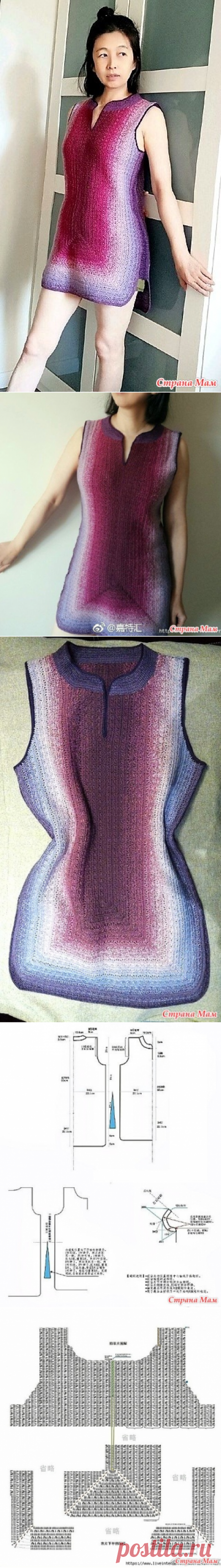 . Туника (платье) из секционной пряжи. - Все в ажуре... (вязание крючком) - Страна Мам