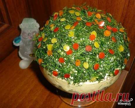 Новогодний салат с печенью трески - кулинарный рецепт на Повар.ру