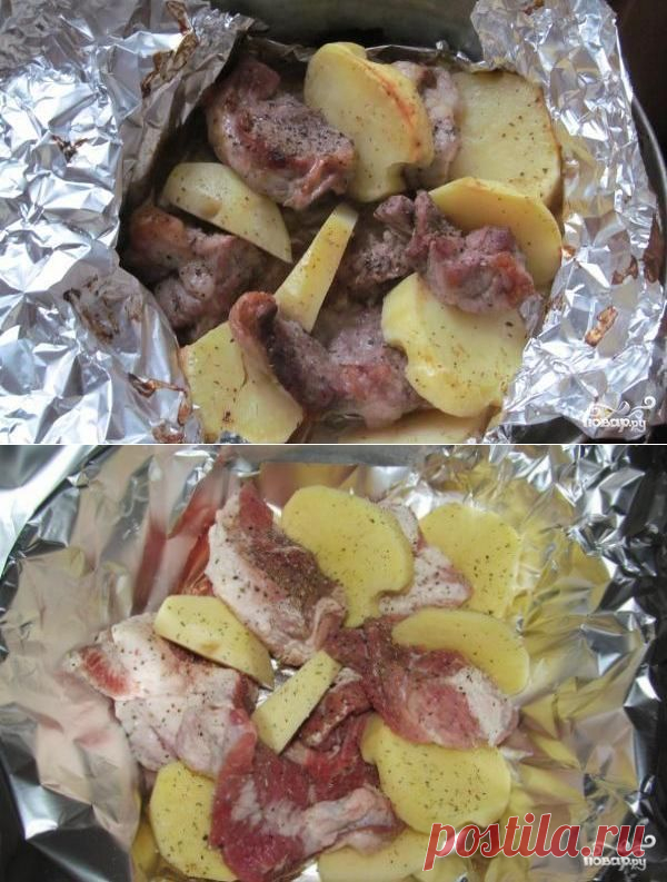 Свинина с картофелем в фольге - пошаговый кулинарный рецепт на Повар.ру