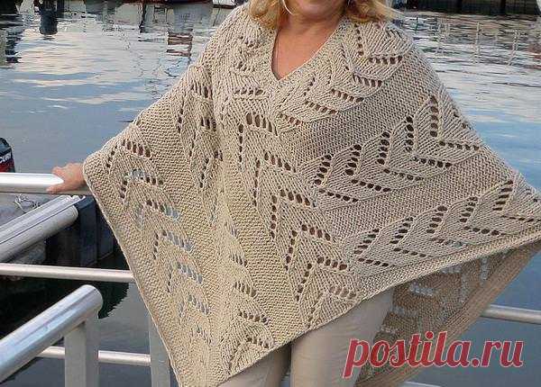 Пончо спицами схемы и описание