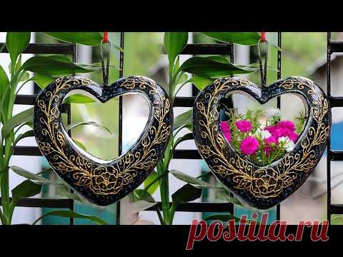 Indoor tree plant hanging pot || Love shape hanging flower vase making - ঝুলন্ত ফুলদানি তৈরি দেখুন