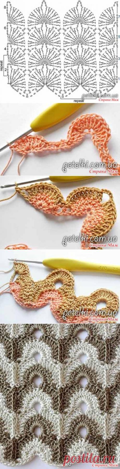 Узор крючком - разноцветные арочки. Схема, МК в картинках - Все в ажуре... (вязание крючком) - Страна Мам