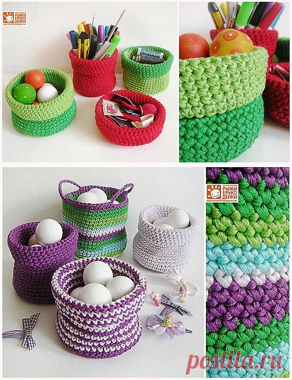 Рыжие Рукоделки/ orange crafts: Вязаные туески.