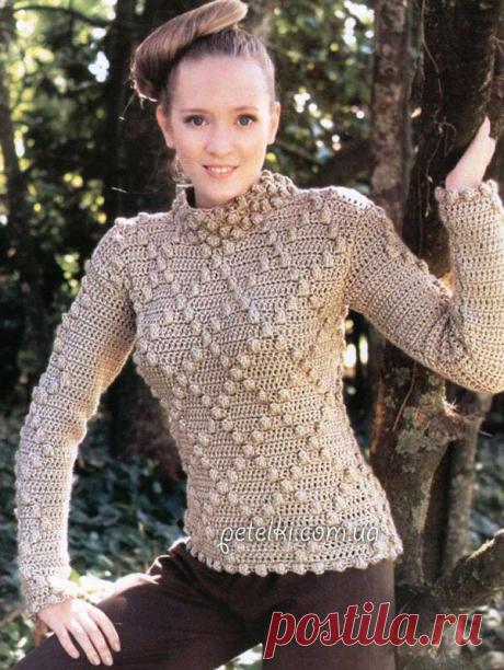 Свитер с шишечками крючком. Описание, схемы, выкройка