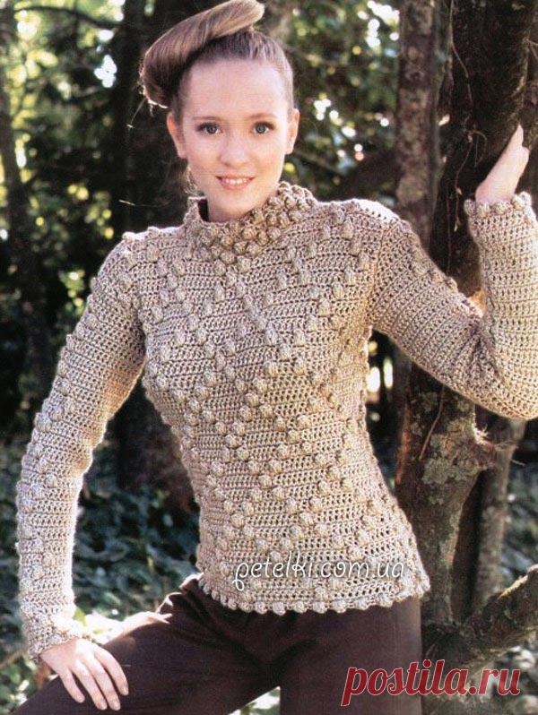 Свитер с шишечками крючком. Описание, схемы, выкройка