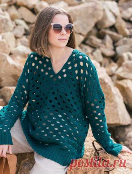 Ажурный пуловер свободного кроя Ilona – Knit with kitty | Вяжем с котиками