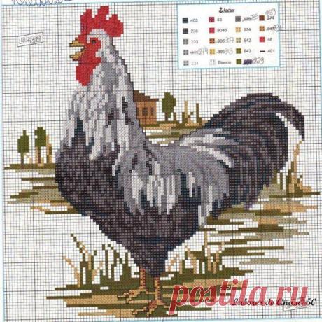 (637) rooster cross stitch | Horozlar ve tavuklar