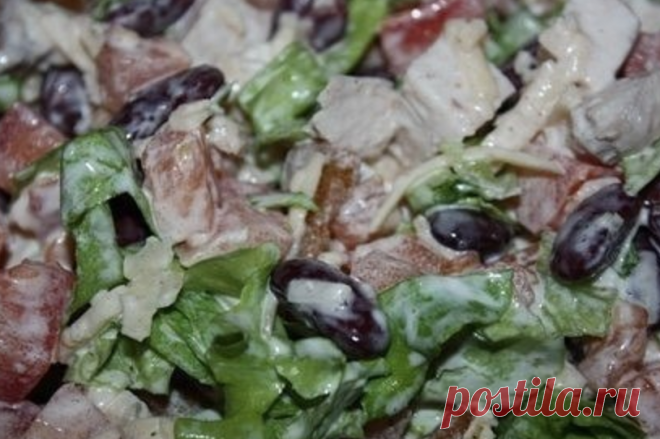 Обычный, но очень вкусный! Бюджетный, но очень аппетитный! Салат с курицей и фасолью