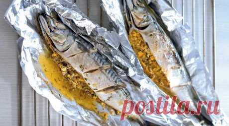 Запеченная в фольге скумбрия, пошаговый рецепт с фото