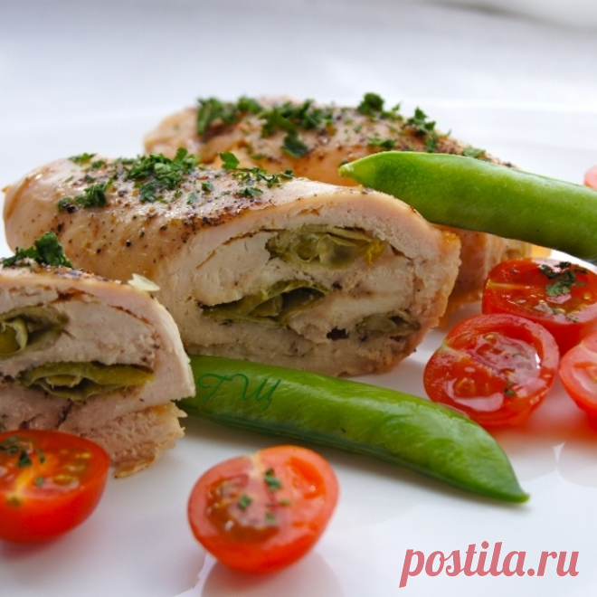 Куриные рулетики с горошком
