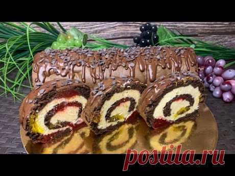 Шоколадный рулет, который выпекается сразу с начинкой! Вы не поверите! Безумно вкусно !