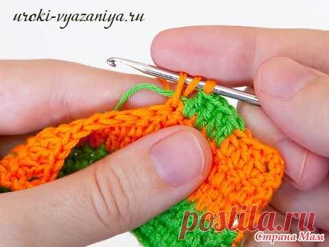 Смена нити в середине ряда при вязании крючком