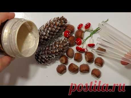 Заливаю ШИШКИ ГОРЯЧИМ КЛЕЕМ и КРАСКОЙ.ВОТ ЭТО КРАСОТА-ГЛАЗ НЕОТВЕСТИ diy поделки из шишек.декор.идеи