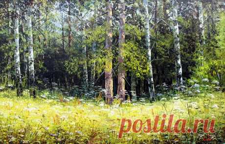 Край березовый, необъятный... Художник Синев Евгений.