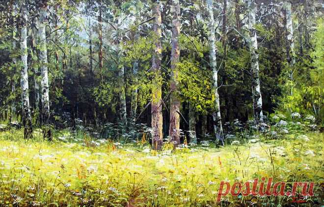 Край березовый, необъятный... Художник Синев Евгений.