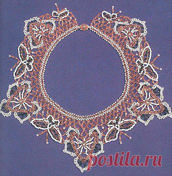 Колье с бабочками и цветами / Колье, бусы, ожерелья / Biserok.org