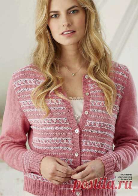 Вязание кардигана Raspberry Cupcake, The Knitter 83