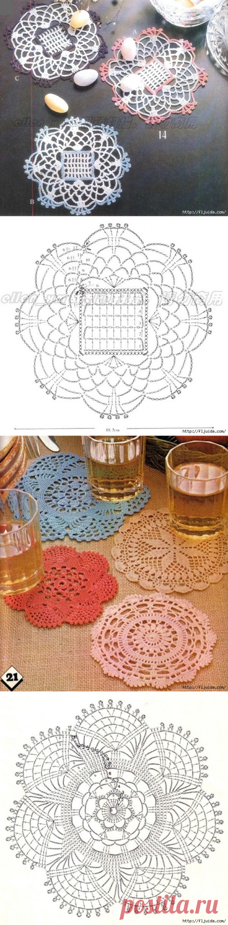 2 ч. Шикарные салфеточки крючком. Схемы и применение.