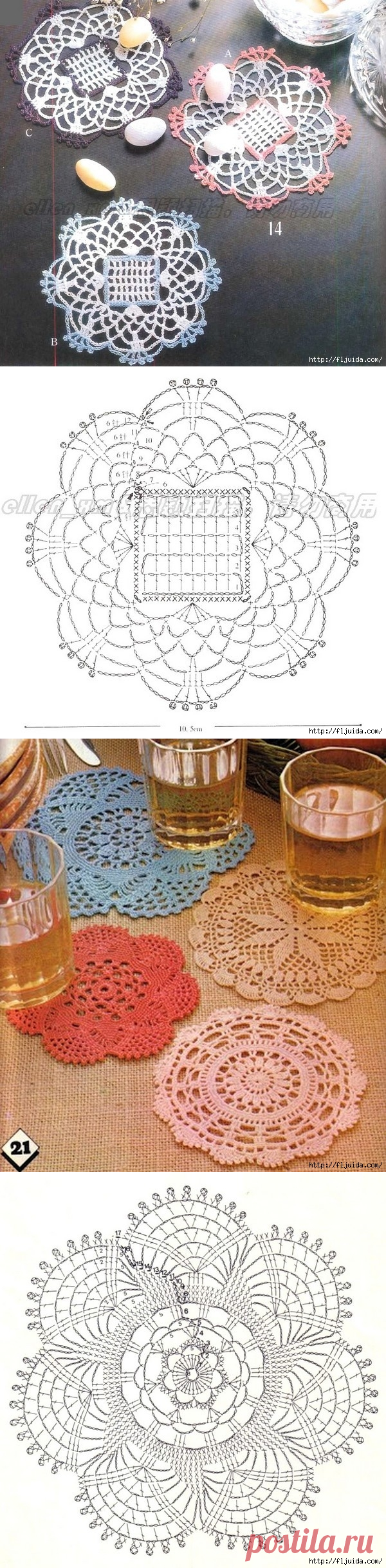 2 ч. Шикарные салфеточки крючком. Схемы и применение.
