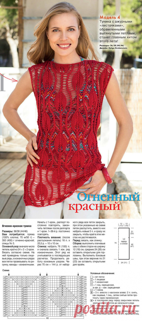 Туника спицами с ажурными листьями. Туника узором из вытянутых петель описание |