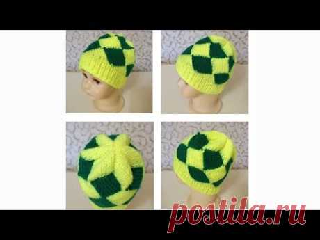 Шапочка узором энтерлак. Шапочка узором. Энтерлак. Шапка спицами. (knitting hat, enterlak)