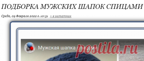 Подборка мужских шапок спицами