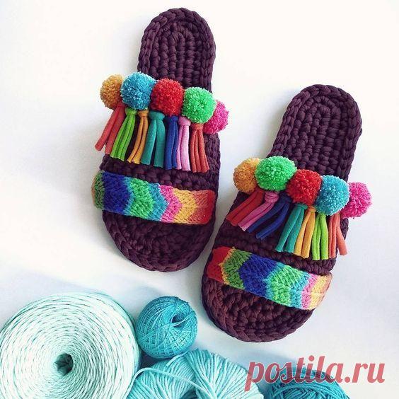 Уютные вязаные тапочки для дома: вяжем за один вечер | Хитрости жизни