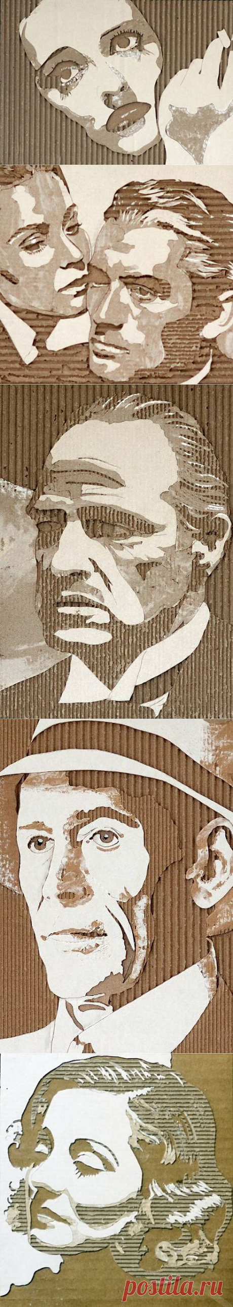 Портреты из гофро-картона от Giles Oldershaw | СВОИМИ РУКАМИ