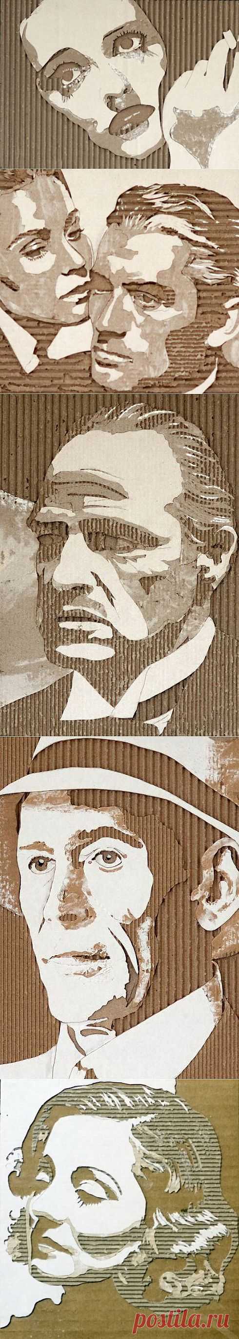 Портреты из гофро-картона от Giles Oldershaw | СВОИМИ РУКАМИ