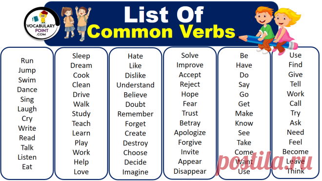 120+ List of Most Common Verbs - Vocabulary Point