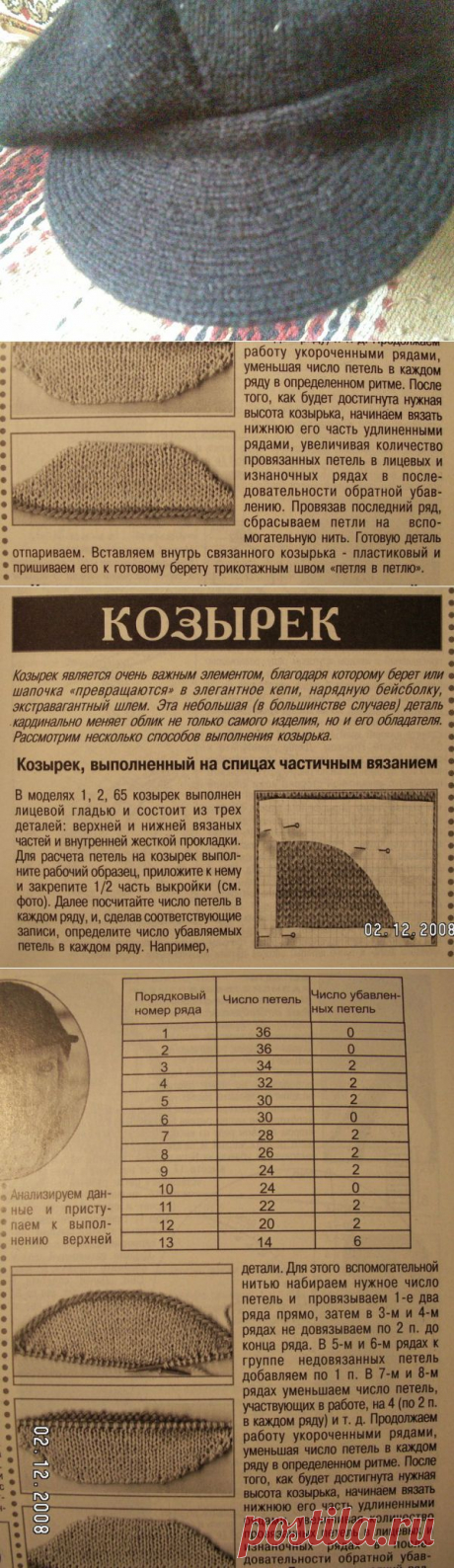 Как правильно связать козырек для кепи: Дневник группы «ВЯЖЕМ ПО ОПИСАНИЮ»: Группы - женская социальная сеть myJulia.ru