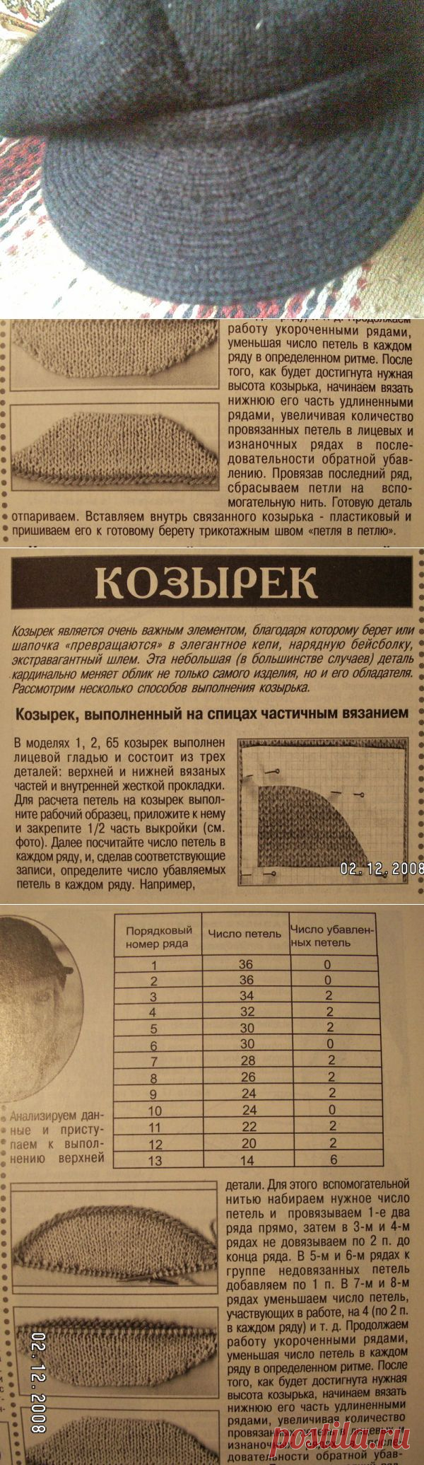 Как правильно связать козырек для кепи: Дневник группы «ВЯЖЕМ ПО ОПИСАНИЮ»: Группы - женская социальная сеть myJulia.ru