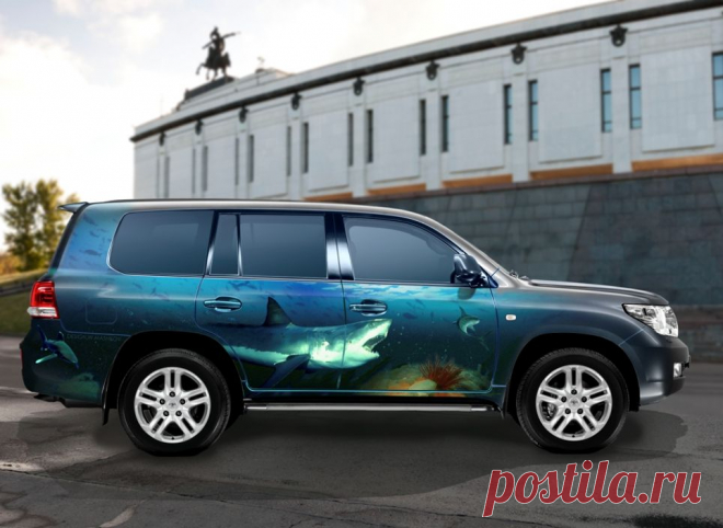 АЭРОГРАФИЯ TOYOTA LAND CRUISER  АКУЛЬЯ ПАСТЬ.