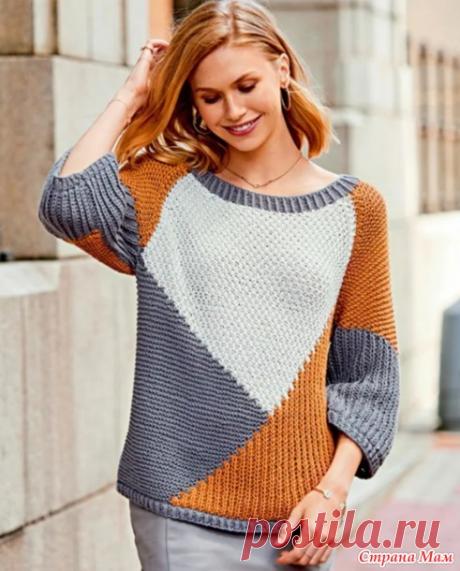 Джемпер с графическим рисунком и рукавами 1/2. Спицы. - ВЯЗАНАЯ МОДА+ ДЛЯ НЕМОДЕЛЬНЫХ ДАМ - Страна Мам