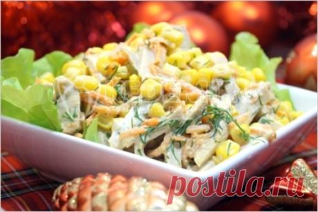 Салат с мясом «Огонёк»
Ингредиенты:
200 г мякоти свинины,
100 г корейской моркови,
100 г консервированной кукурузы,
2-3 ст. л. майонеза,
1 пучок укропа,
соль по вкусу.