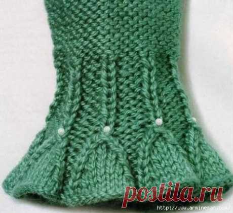 Отделка края спицами.

#кофточка@knittinglove