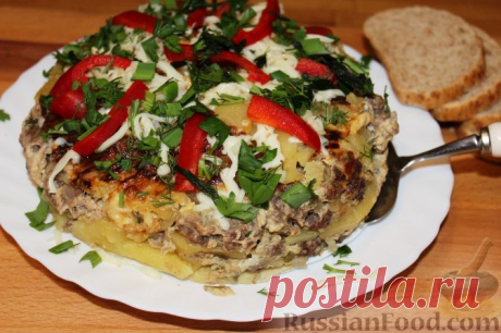 Рецепт: Картофельная запеканка с фаршем (в мультиварке) на RussianFood.com