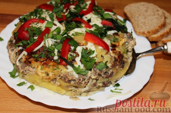 Рецепт: Картофельная запеканка с фаршем (в мультиварке) на RussianFood.com